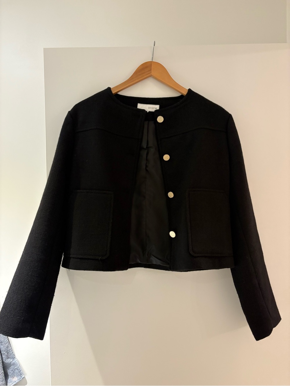Zara Black Cropped Blazer with Gold Buttons